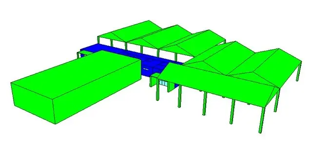 3D model of the Old Blues RFC padel scheme in Merton, rear view of the covered courts and clubhouse